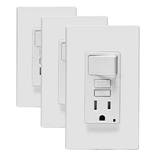 Vista 24 de Leviton SmartlockPro Interruptor con enchufe de doble polo receptáculo, AFTR1-E, 120.0 volts
