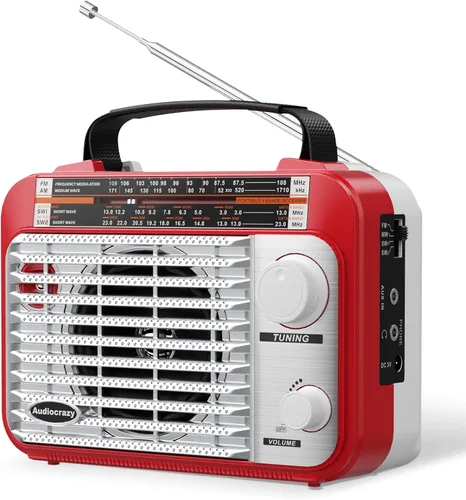 Vista 8 de Radio Transceptor de Bandas Múltiples AM/FM/SW1-2 con Funcionamiento por CA o Batería con la Mejor Recepción, Altavoz Grande y Botón de Negro