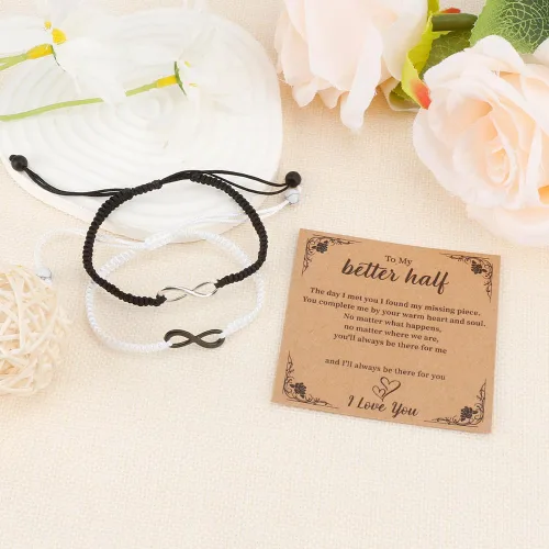 Vista 2 de Generic Pulseras a juego para parejas, regalos del día de San Valentín para él ella, regalos de relación a larga distancia, forma de la pulsera