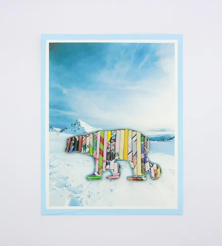 Vista 5 de Polar Bear Recycled Card Eco-friendly Handmade from Magazine Iceberg Greeting Card Holiday Card