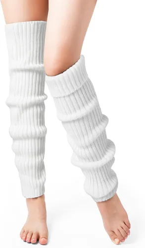 Vista 2 de Passionbility Calentadores de piernas para mujer, calentadores de piernas de los años 80, calcetines largos de punto acanalado para deportes