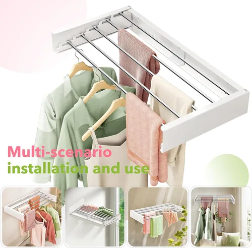 Vista 11 de ZdwCyl - Tendedero plegable para colgar en la pared, 32 pulgadas