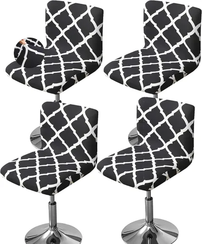 Vista 41 de FORCHEER - Juego de 4 fundas para sillas de bar con respaldos, fundas de jacquard beige para sillas de comedor, funda extraíble y lavable