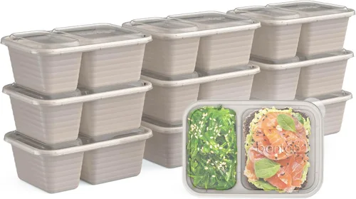 Vista 12 de Bentgo Prep - Contenedores de bocadillos de 2 compartimentos con tapas - Reutilizables, aptos para microondas, duraderos, sin PFAS y BPA, aptos