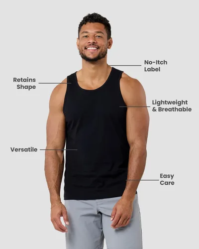 Vista 2 de INTO THE AM Camisetas básicas sin mangas para hombre, lisas, mínimas, para ejercicio de playa, uso casual, tallas S a 2XL
