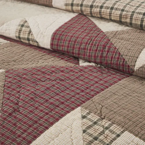 Vista 4 de VHC Brands Cider Mill - Edredón reversible tamaño Queen, color marrón y rojo, 90 x 90 pulgadas