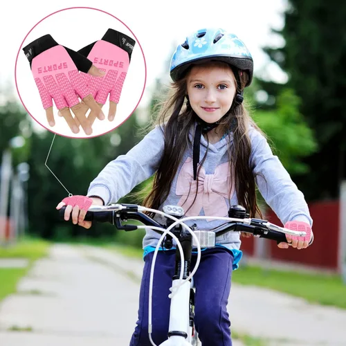 Vista 5 de Kids Fingerless Sport Cycling Glove, Non-Slip Toddler Half Finger Fishing Gloves for Child Climbing Riding Biking Outdoor Sports
