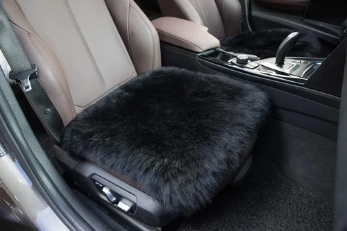 Vista 4 de Calor Invernal: Funda Universal de Asiento de Piel de Oveja - Lana Natural, para Autos, Camiones, SUV y Furgonetas - Acompañante de Conducción