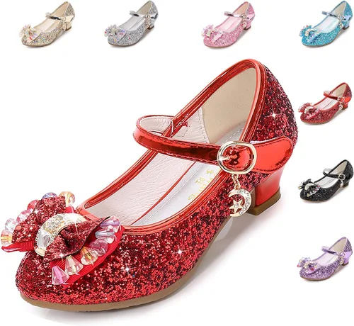 Vista 5 de Cadidi Dinos Zapatos de vestir para niñas con tacón de fiesta de boda Mary Jane Princess Flower Shoes (bebéniño pequeñoniño grande)