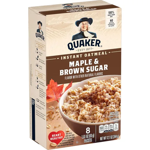 Vista 34 de Quaker Avena instantánea, proteína de azúcar morena de arce, 0.35 onzas de proteína, 12.6 onzas, paquete de 6