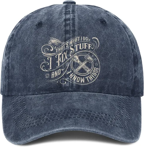 Vista 12 de I Fix Stuff and Know Things Sombrero para hombre, I Fix Things Hat, I Fix Stuff Hat, I Fix Things and I Know Stuff Hat 3 (negro)