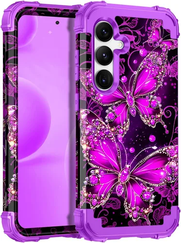 Vista 49 de Miqala Funda para Galaxy S24 5G, brilla en la oscuridad, tres capas, resistente, a prueba de golpes, protección completa, parachoques de plástico