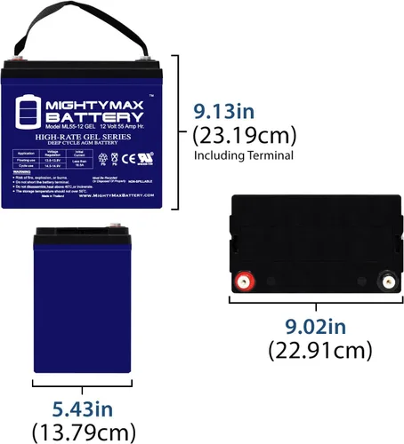 Vista 2 de Mighty Max Battery Reemplazo de batería GEL de 12V 55AH para MK M22NFSLDG