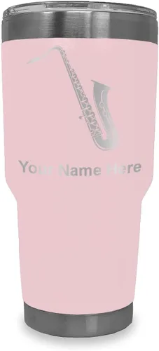 Vista 14 de LaserGram Vaso aislado al vacío de 20 onzas, saxofón, grabado personalizado incluido (negro)