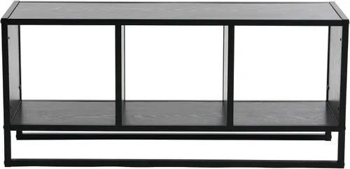 Vista 5 de Household Essentials Mesa consola multimedia de roble y hierro negro