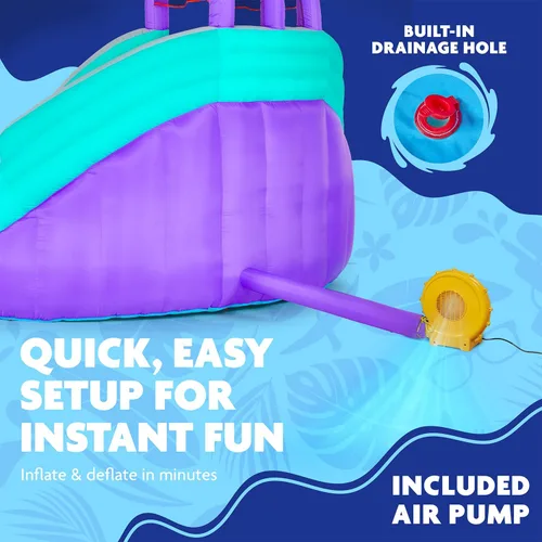 Vista 6 de SUNNY & FUN Ultra Climber - Parque inflable de tobogán acuático – Resistente para diversión al aire libre – Pared de escalada, dos toboganes