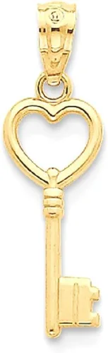 Vista 8 de IceCarats Colgante de oro amarillo de 14 quilates con dije de corazón y llave de amor