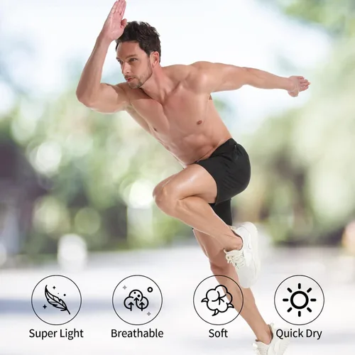 Vista 3 de VPOS Pantalones cortos de gimnasio para hombre de 5 pulgadas, ligeros pantalones cortos deportivos para hombre, de secado rápido, con bolsillos