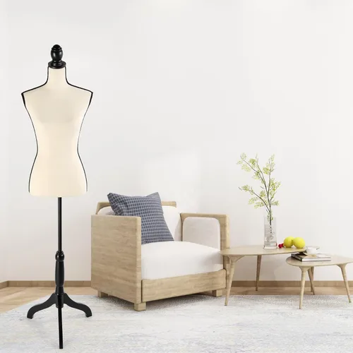 Vista 6 de Forma de vestido femenino, cuerpo de maniquí de costura, cuerpo de torso con base de madera de trípode para exhibición de ropa, exhibición de ventana