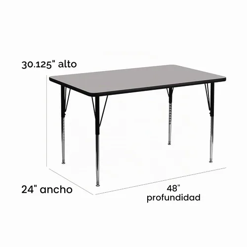Vista 2 de EMMA + OLIVER Mesa de actividades ajustable con laminado térmico gris 24x48