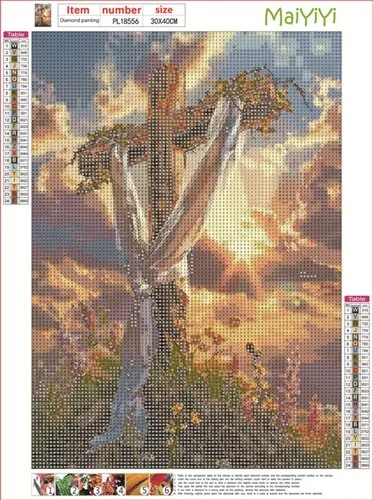 Vista 2 de MaiYiYi Pintura de diamantes con cruz de cielo por números, taladro redondo completo 5D, flor de dios, cruz de diamantes, kit de arte para adultos