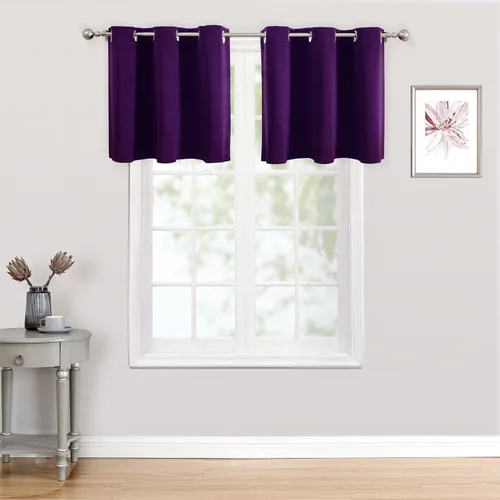 Vista 143 de ChrisDowa - Cortinas cortas para ventana de 40 pulgadas para dormitorio - Cortinas cortas con ojales y aislamiento térmico para oscurecer