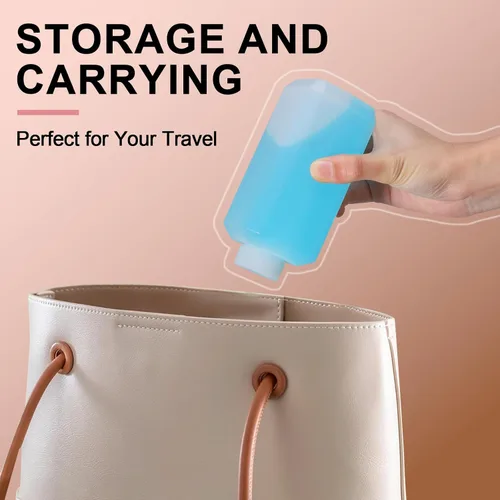 Vista 6 de Botellas de plástico recargables con tapas, botellas de viaje a prueba de fugas de HDPE, contenedores de viaje de grado alimenticio para líquidos