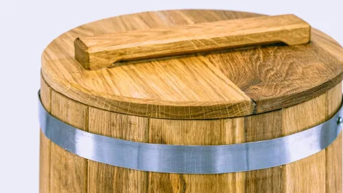Vista 7 de Barril de encurtidos, barril de roble, 5-70 litros de madera para encurtidos con tapa, barril de madera rústica, almacenamiento de granja