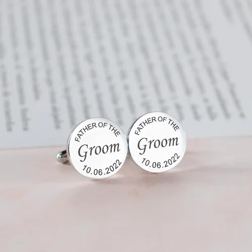 Vista 7 de Gemelos grabados personalizados para hombres, regalo de boda personalizado para novio, padre de la novia y el novio, mejores hombres, gemelos