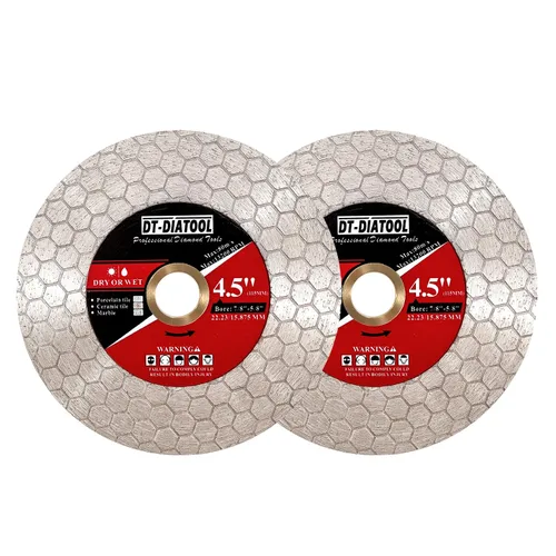 Vista 9 de DT-DIATOOL Disco de corte de azulejos de hoja de sierra de diamante de 4 pulgadas para amoladora angular de eje de 7/8 "- 5/8" para cortar