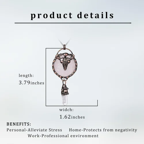 Vista 6 de ZPMMPZ Collar con colgante de cristal rosa, collar de piedras curativas de cobre, collar con colgante de piedras preciosas naturales, regalo