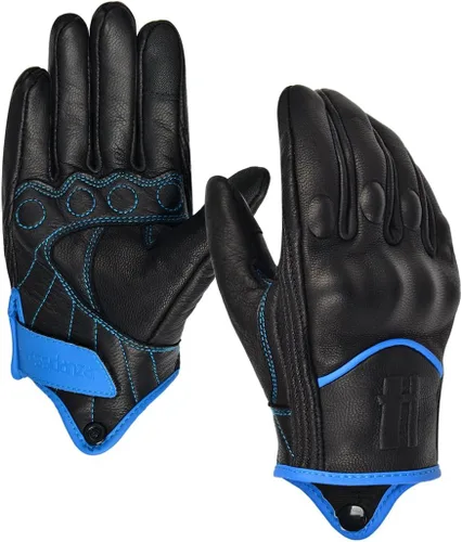 Vista 10 de Harssidanzar Guantes de moto para mujer, guantes de cuero para motocicleta, guantes de motocicleta, carreras de carretera, ciclismo, escalada
