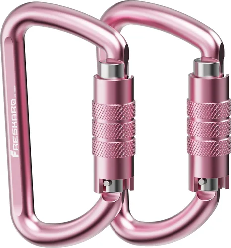 Vista 16 de FresKaro Clips de Mosquetón con Bloqueo Automático de 3 pulgadas, 12 kN-2698 libras, Forma D Sólida, Aluminio 7075 de Servicio Pesado, Ligero, 1.09
