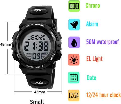 Vista 6 de Dayllon Kids Digital Watch Boys Outdoor Sports 50M Waterproof Girls Watches Alarm Clock 1224 H Stopwatch Calendar for Ages 3-15 Boy Girl Wristwatch