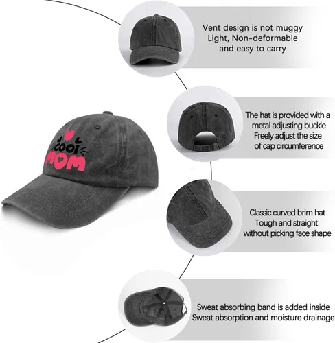 Vista 6 de Baseball Caps Cool mom Baseball Caps for Women Vintage Denim Caps Adjustable