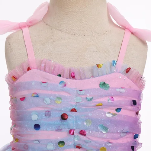 Vista 5 de IMEKIS Toddler Baby Girls Birthday Dress Rainbow Confetti Dots Tiered Tulle Dress Cake Smash Photo Shoot Outfit 1-6T