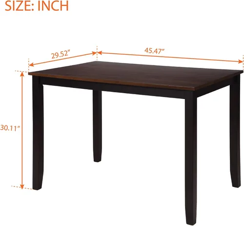 Vista 4 de Juego de mesa de comedor de 5 piezas para 4 personas, mesa rectangular y 4 sillas para cocina, comedor, familia y apartamento, patas de madera