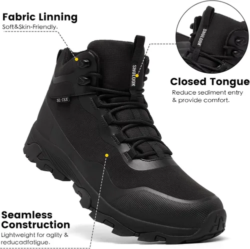 Vista 4 de Botas de senderismo impermeables SHULOOK para hombre, ligeras, transpirables, para el aire libre, senderismo, camping, montañismo