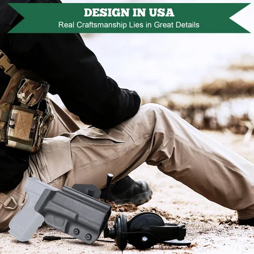 Vista 4 de WARRIORLAND Funda OWB Kydex con corte óptico, ajuste seleccionado para Glock 17/19/19X/43/43X MOS, sin riel 1911, Hellcat/Hellcat Pro, Taurus