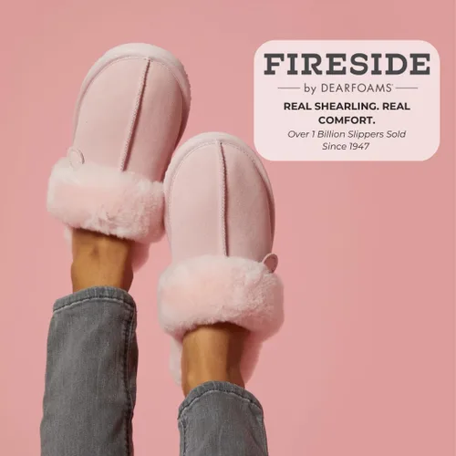 Vista 42 de Dearfoams Fireside Sydney Pantuflas anchas de piel de oveja para mujer, para interiores y exteriores