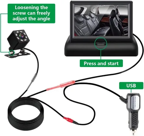 Vista 7 de Espejo de coche para bebé, cámara y monitor con visión nocturna por infrarrojos, mejor monitor de bebé para asiento de coche