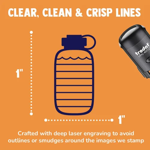 Vista 2 de Hydration Tracker - Botella de agua, sello de goma autoentintado para sellar planificadores de manualidades, 1 pulgada mediana, tinta negra Negro