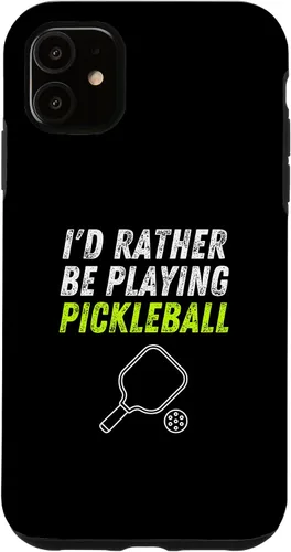 Vista 8 de iPhone 16 I'd Rather Be Playing Pickleball Phone Case Funny Pickleball Case
