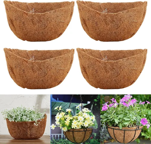 Vista 10 de 1 pieza de revestimientos de coco para macetas, revestimientos de repuesto para cestas colgantes, inserto de coco duradero para jardín al aire libre