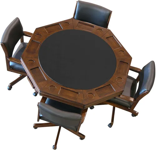 Vista 4 de Juego combinado 3 en 1 y mesa de comedor con 4 sillas giratorias (castaño)