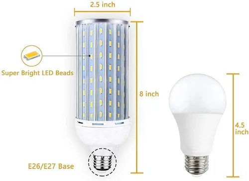 Vista 2 de 80 W LED bombilla de forma maíz, 6000LM E26/E27 6000 K 85 V ~ 265 V de brillante luz para interior o gran área, garaje, granero, taller, almacén