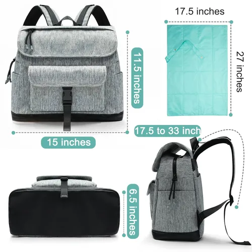 Vista 8 de MOMINSIDE Mochila para pañales, mochila de cuero para mamá papá, bolsa de viaje grande para niños y niñas, se adapta a portátiles de 15 pulgadas, 4
