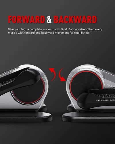 Vista 3 de Home Elliptical Trainer, Indoor Exercise Machine for Full‑Body Workout & Under‑Desk Fitness Blanco
