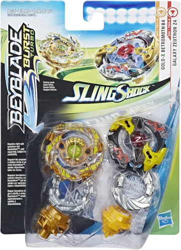 Vista 2 de Beyblade Burst Turbo Slingshock - dúo de zeutron z4, gold-x betromoth b4, multicolor