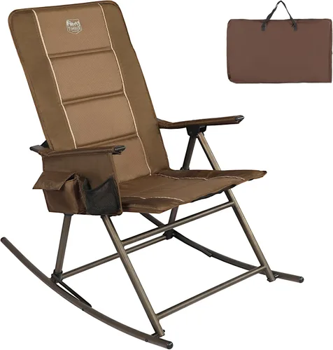 Vista 13 de Timber Ridge Silla mecedora ajustable de 3 niveles, respaldo alto acolchado ergonómico, soporta 300 libras, balancín estable antipunta, reposabrazos